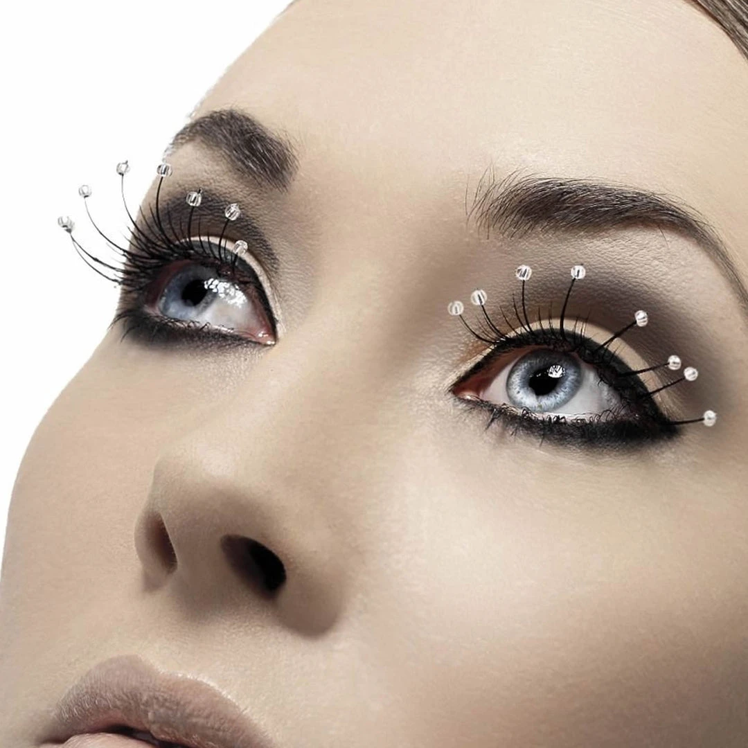 Smiffy's Fever False Eyelashes - Black With Clear Droplets 3 Smiffy's Fever False Eyelashes - Black With Clear Droplets