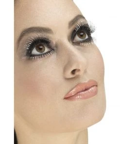 Smiffy's Fever False Top & Bottom Eyelashes - Silver Glitter False Eyelashes