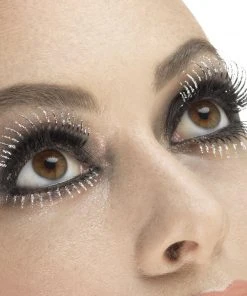 Smiffy's Fever False Top & Bottom Eyelashes - Silver Glitter False Eyelashes