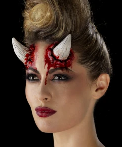 Smiffy's Make-up FX Realistic White Devil Horns - Latex Prosthetics