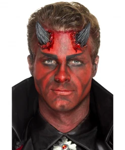 Smiffy's Make-up FX Realistic Black Devil Horns - Latex Prosthetics