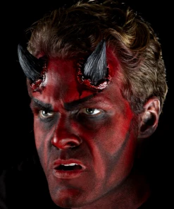 Smiffy's Make-up FX Realistic Black Devil Horns - Latex Prosthetics