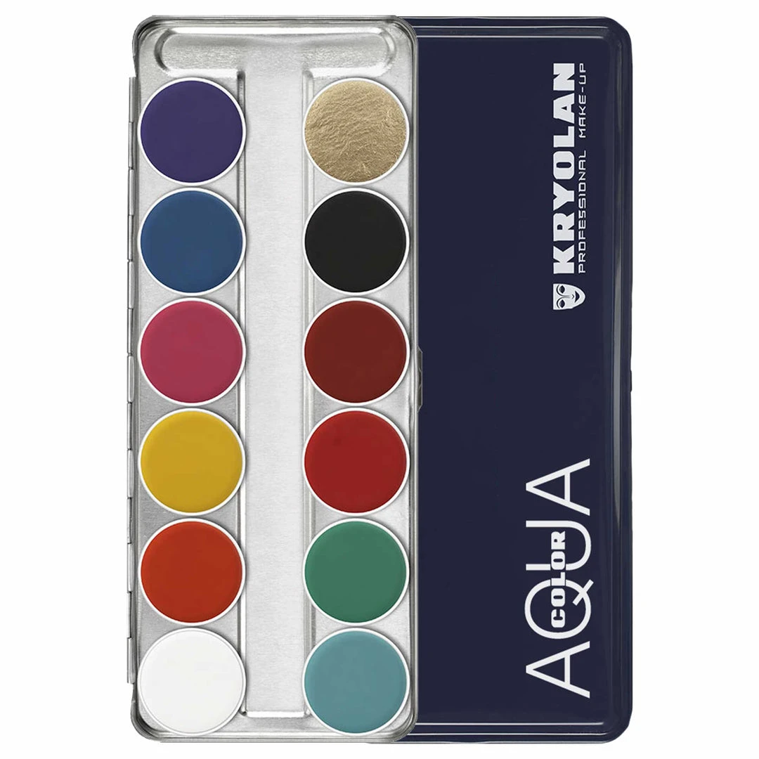 Kryolan AQUACOLOR 12 Palette - Face & Body Paint - FP 3 Kryolan AQUACOLOR 12 Palette - Face & Body Paint - FP