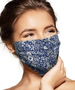 Pebbles Of Leeds Pebbles Handmade Pleated Cotton Face Mask - Navy Floral Face Masks