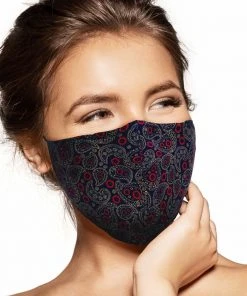 Pebbles Of Leeds Pebbles Handmade Contoured Cotton Face Mask - Paisley Red