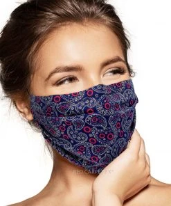 Pebbles Of Leeds Pebbles Handmade Pleated Cotton Face Mask - Paisley Red Face Masks