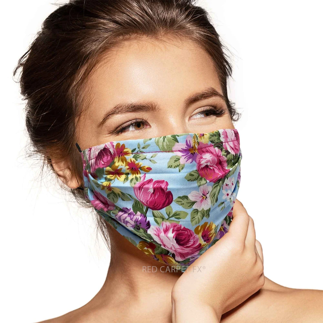 Pebbles Of Leeds Face Masks Pebbles Handmade Pleated Cotton Face Mask - Peonies 3 Pebbles Of Leeds Face Masks Pebbles Handmade Pleated Cotton Face Mask - Peonies
