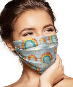 Pebbles Of Leeds Pebbles Handmade Pleated Cotton Face Mask - Rainbow Clouds