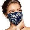 Pebbles Of Leeds Face Masks Pebbles Handmade Pleated Cotton Face Mask - Sketched Flowers On Blue