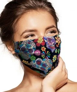 Pebbles Of Leeds Pebbles Handmade Pleated Cotton Face Mask - Sugar Skull
