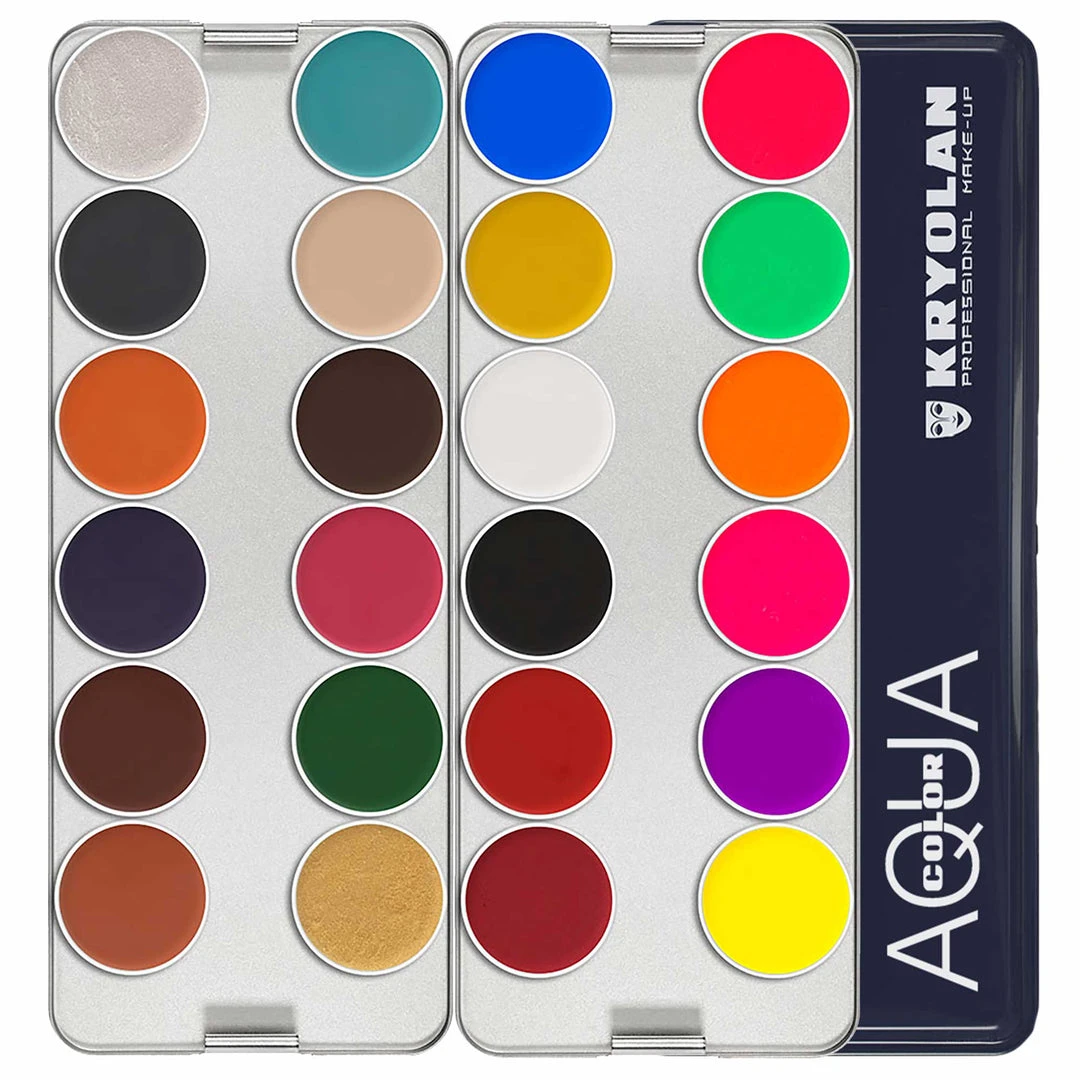 FX Colour Palettes Kryolan AQUACOLOR 24 Palette - Face & Body Paint - Z 3 FX Colour Palettes Kryolan AQUACOLOR 24 Palette - Face & Body Paint - Z